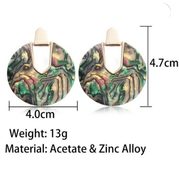 Iridescent Circle Statement Earrings BOUTIQUE ITEM - Picture 4 of 13